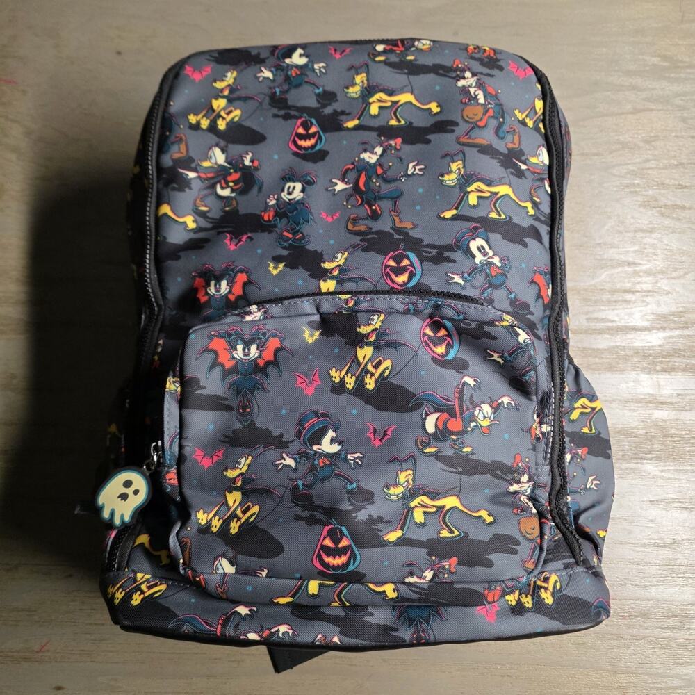 Disney Parks Halloween Mickey and Friends Grey Spooky Laptop Backpack